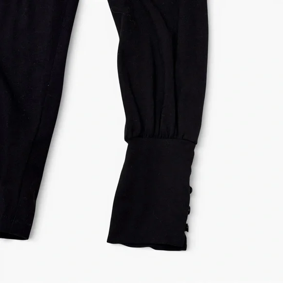 Pink Clover Black Jersey Knit Blouse Size S | Puff Sleeve Top - Picture 7 of 7